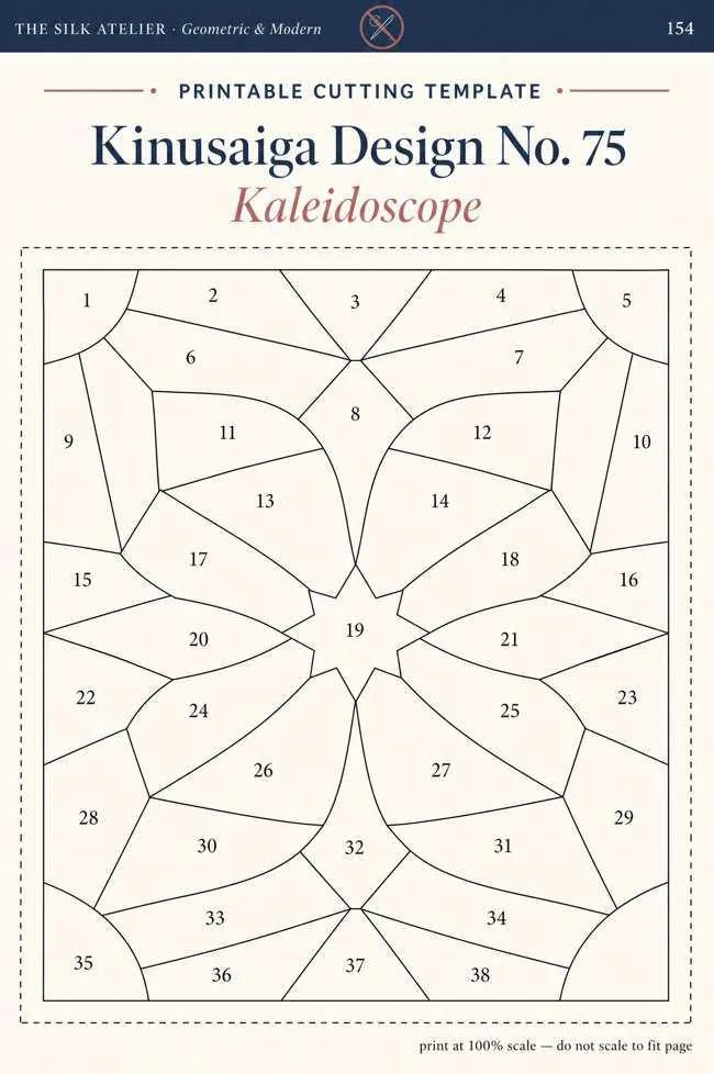 Kinusaiga design — numbered template